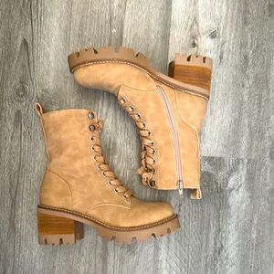 DV by Dolce Vita Madey- Tan Combat Moto Boots Size 6